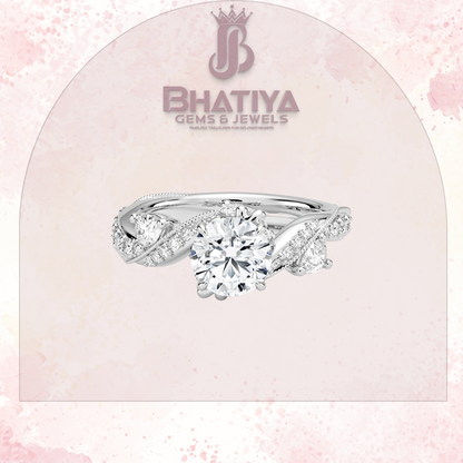 Royal Radiance Diamond Ring – 14K Gold Plated with Twisted Pave Band For Men's and Woman
