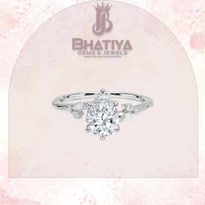 Vintage-Inspired Diamond Engagement Ring – 6-Prong Setting with Side Accents in Yellow Gold