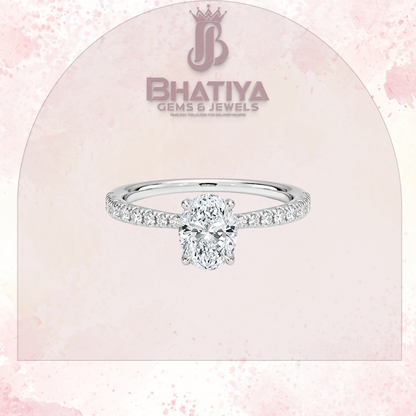 Round Brilliant Moissanite Diamond Solitaire Engagement Ring in 18K Yellow Gold Pave Band Sparkle