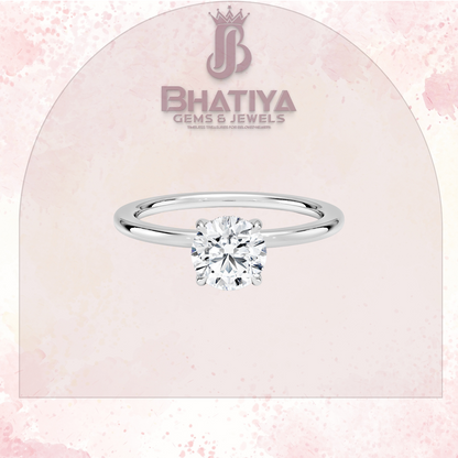 Classic Diamond Engagement Ring Minimalist Yellow Gold Setting Pure Love Solitaire Ring.
