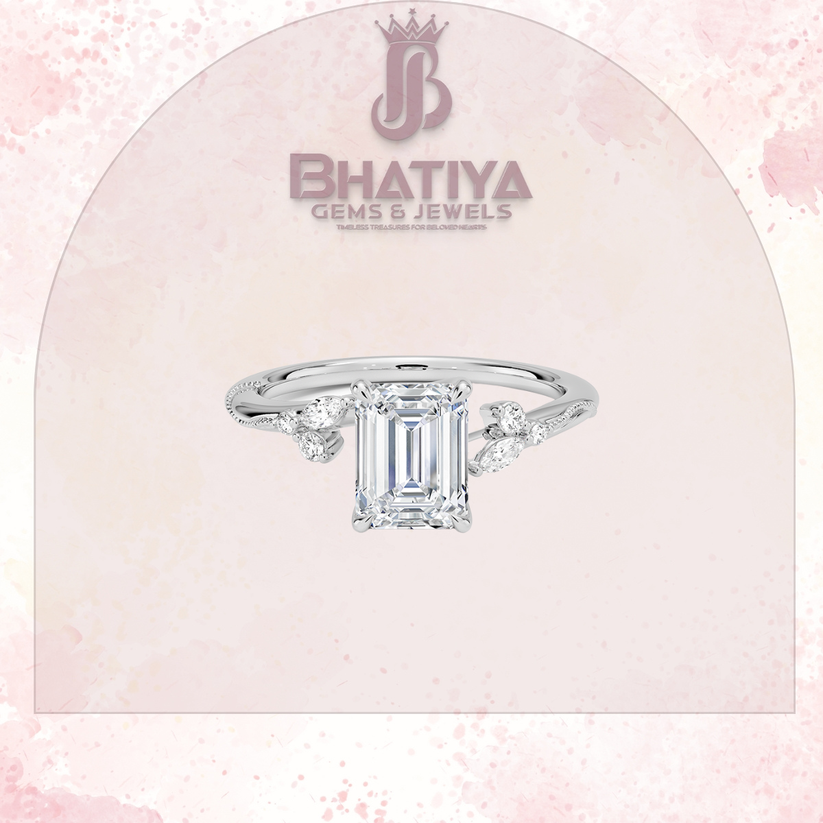 Vintage-Inspired Diamond Engagement Ring – 6-Prong Setting with Side Accents in Yellow Gold