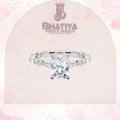 Luxury Diamond Engagement Ring – 14K Yellow Gold with Diamond Cluster Band Solitaire with Sparkling Accents