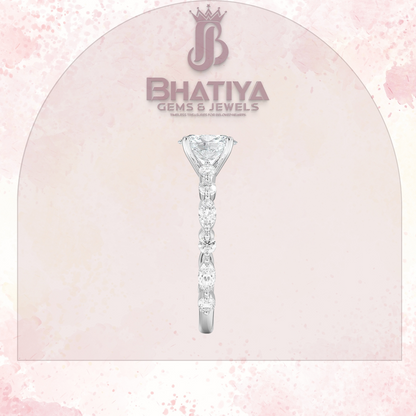 Classic Diamond Ring with Round Diamond Side Accents in IGI Certified Yellow Gold and Silver 925.