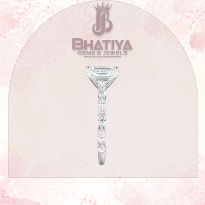 Classic Diamond Ring with Round Diamond Side Accents in IGI Certified Yellow Gold and Silver 925.