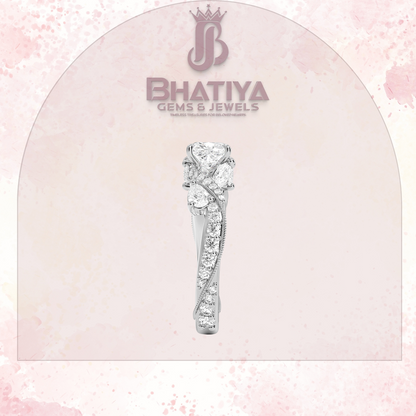 Royal Radiance Diamond Ring – 14K Gold Plated with Twisted Pave Band For Men's and Woman