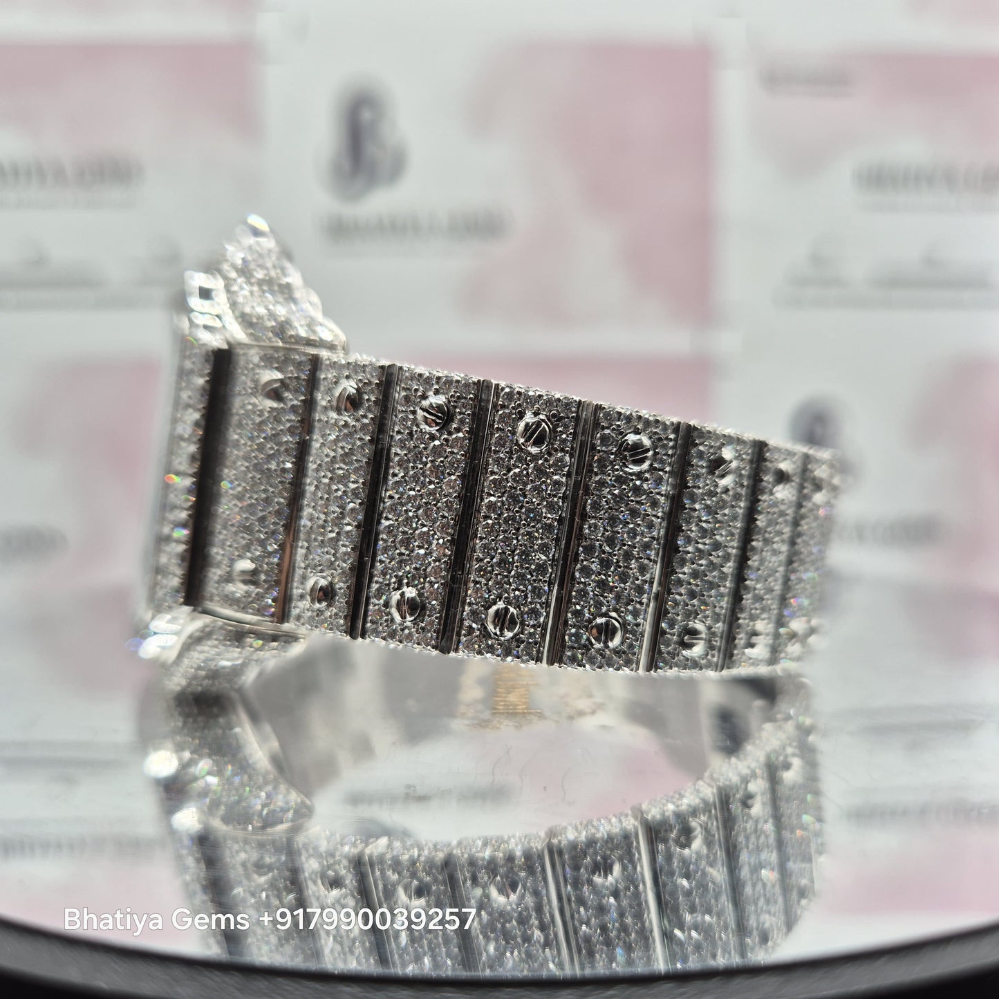 Cartier Santos de Cartier Large Custom Diamond-Set Steel Watch with Smoky Green Dial