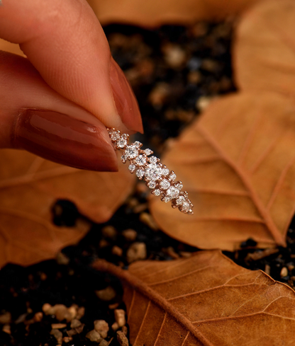 Diamond / Lab Grown Cluster Ring in Rose Gold – Sparkling Vintage Matching Wedding Band – Elegant Half Eternity Jewelry