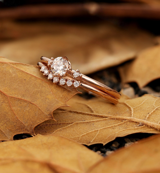 Dainty GIA Diamond engagement ring Round ring Delicate rose gold wedding ring antique Daily Lab Grown Unique Anniversary ring