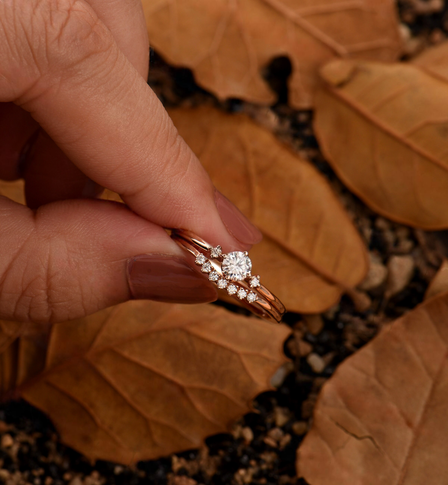 Dainty GIA Diamond engagement ring Round ring Delicate rose gold wedding ring antique Daily Lab Grown Unique Anniversary ring