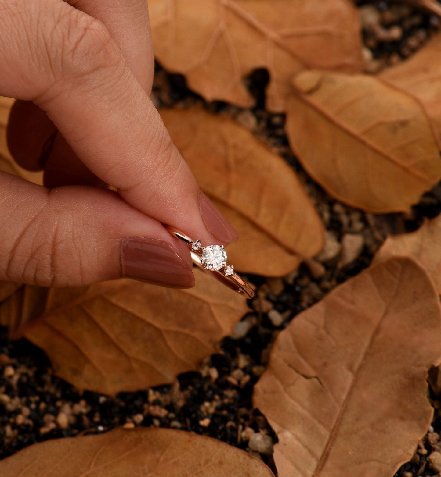 Dainty GIA Diamond engagement ring Round ring Delicate rose gold wedding ring antique Daily Lab Grown Unique Anniversary ring