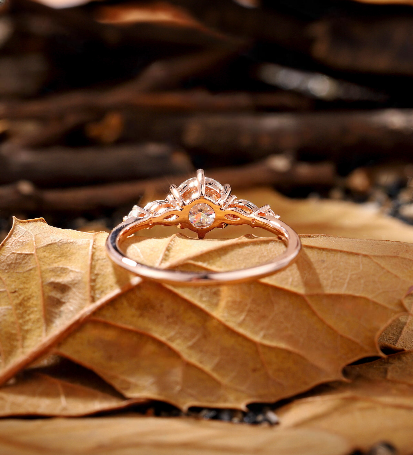 Vintage Round Lab Grown engagement ring rose gold Art deco Lab Grown Diamond floral ring unique Promise Anniversary bridal ring