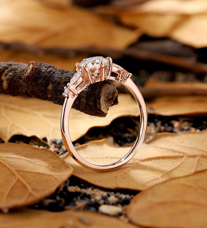 Vintage Round Lab Grown engagement ring rose gold Art deco Lab Grown Diamond floral ring unique Promise Anniversary bridal ring