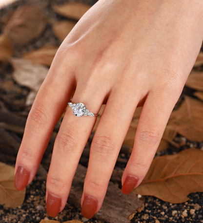 Vintage White gold ring Lab Grown engagement ring vintage Oval ring Art deco diamond ring Lab Grown ring Anniversary ring