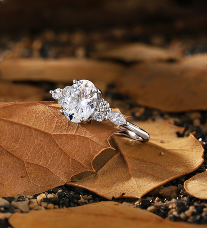 Vintage White gold ring Lab Grown engagement ring vintage Oval ring Art deco diamond ring Lab Grown ring Anniversary ring