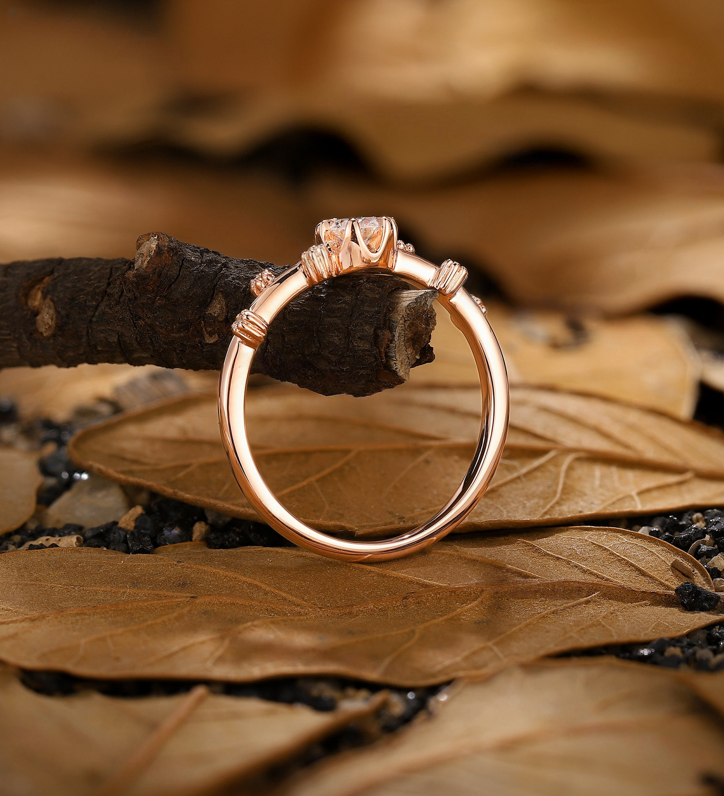 Dainty Round Lab Grown engagement ring Rose gold Minimalist prong set diamond bridal ring delicate anniversary promise wedding ring