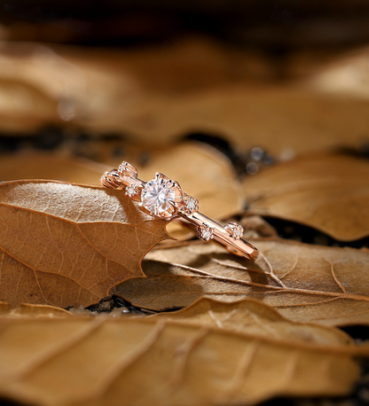 Dainty Round Lab Grown engagement ring Rose gold Minimalist prong set diamond bridal ring delicate anniversary promise wedding ring