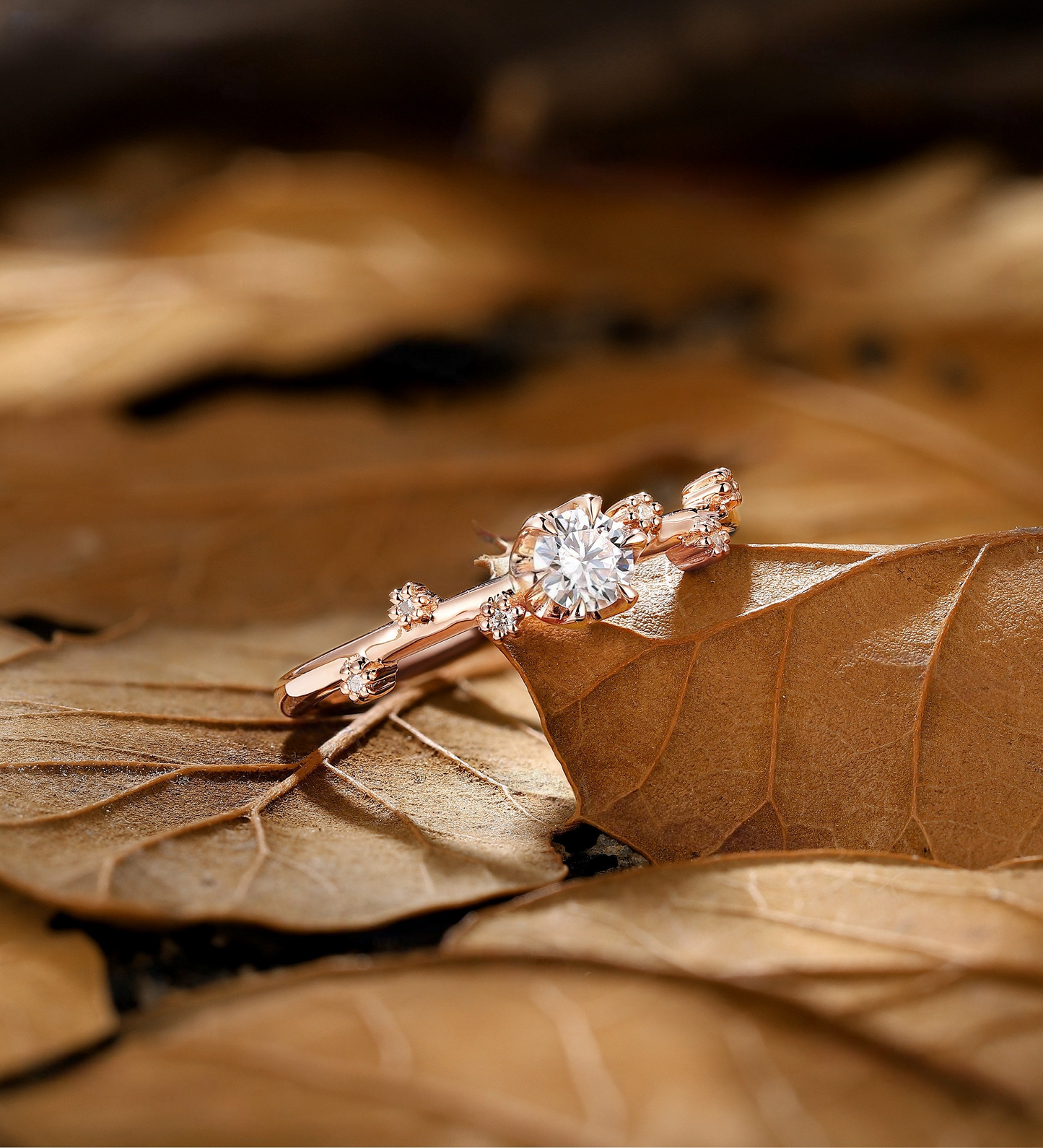 Dainty Round Lab Grown engagement ring Rose gold Minimalist prong set diamond bridal ring delicate anniversary promise wedding ring