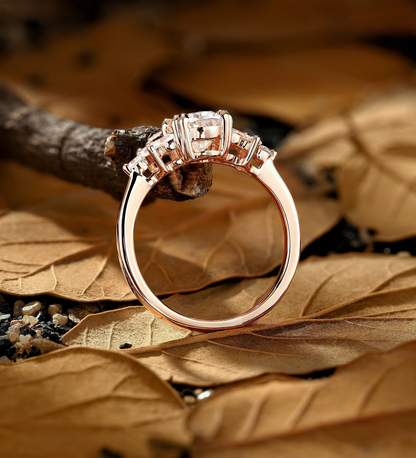 Vintage oval Lab Grown engagement ring rose gold marquise cluster wedding ring unique double claw anniversary promise bridal ring