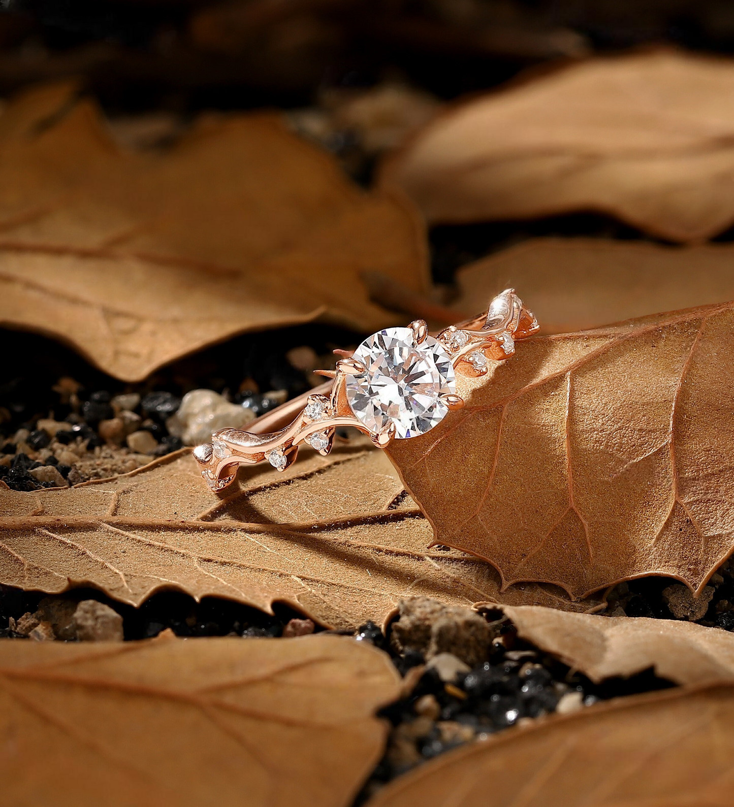 Branch ring / Lab Grown engagement ring / star wedding band ring / minimalist yellow gold ring / dainty promise ring for her / custom ring