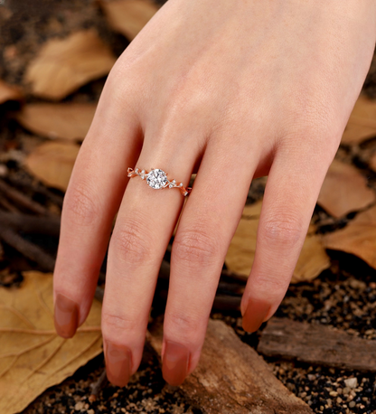 Branch ring / Lab Grown engagement ring / star wedding band ring / minimalist yellow gold ring / dainty promise ring for her / custom ring