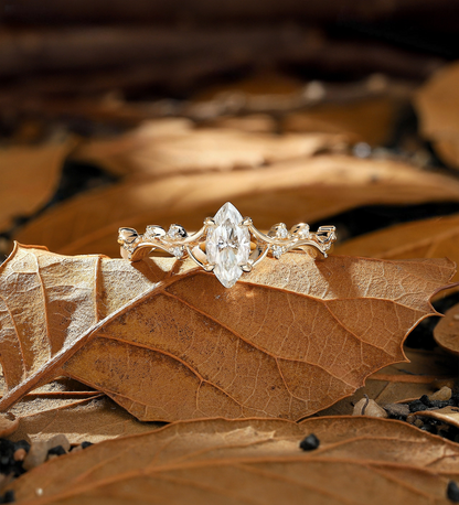 Vintage marquise Lab Grown engagement ring rose gold ring round diamond ring prong set ring delicate anniversary promise ring