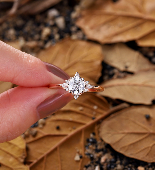 Vintage Kite Cut Lab Grown Engagement Ring Set,Pear Cut Lab Grown Gem Ring For Women,Unique bridal Wedding Band,14K White Gold,Custom Ring