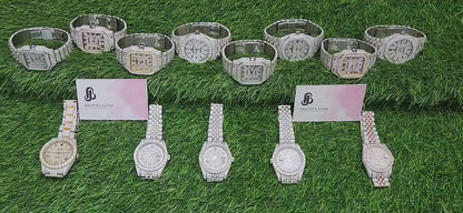 Men's Stainless Steel Hip Hop Bust Down Iced Out Moissanite Watch Bestselling Wholesale Price and Free Shipping