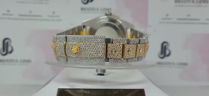 High Quality Luxury Men's Stainless Steel Hip Hop Watch with VVS Moissanite Diamond Handcrafted Setting