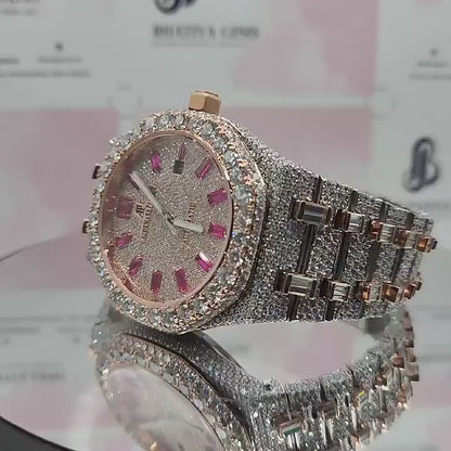 VVS Diamonds Luxurious Vintage Rare Black Dial Stainless Steel Fully Iced Out Moissanite Watch Hip Hop Lovers Dream